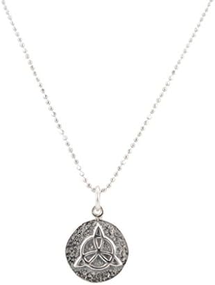 White Magic Protection Amulet Necklace in Sterling Silver on an 18 Inch Rhodium Plated Sterling Bead Chain, 6614-ss