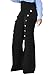 Women High Waist Slit Flared Wideleg Pants Buttons Embellish Flared Trousers