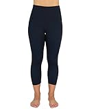 Delfin Spa Women's Mineral Infused High Waist Exercise Capris, BLACK, X-Small