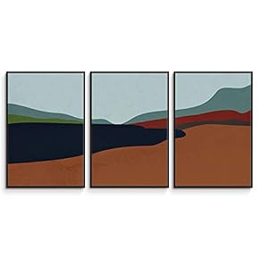 3 Piece Framed Canvas Wall Art Abstract Mountain Canvas Prints Home Artwork Decoration for Living Room,Bedroom - 16"x24"x3 Panels