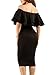 GOSOPIN Women's Off Shoulder Ruffle Bodycon Fit Sexy Midi Dresses Floral Print X-Large Black