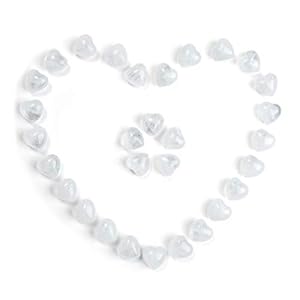 CrystalTears 30pcs Natural Clear Quartz Crystal Heart Worry Stone Tumble Polished Reiki Healing Puff Heart Pocket Palm Stone for Meditation Chakra Balancing Decoration 0.6″