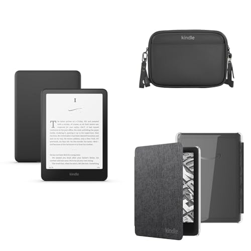 Amazon Kindle Paperwhite Signature Edition Bundle: Includes Amazon Kindle Paperwhite Signature Edition 32GB | Metallic Black, Sling Bag | Cinder, Clear Black Case | Black