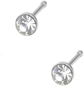 TLB 20G Stainless Steel Nose Bone Studs Nose Ring Studs 1.5mm Crystals Nose Studs Nose Rings Nose Screws Piercing Jewelry