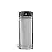 NINESTARS DZT-42-1 Automatic Touchless Infrared Motion Sensor Trash Can, 11 Gal 42L., Stainless Steel Base (Rectangular, Black Lid)