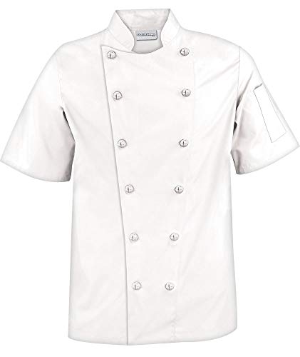 Men's Traditional Chef Coat with Knotted Cloth Buttons (XS-3X, 3 Colors) (X-Large, White)