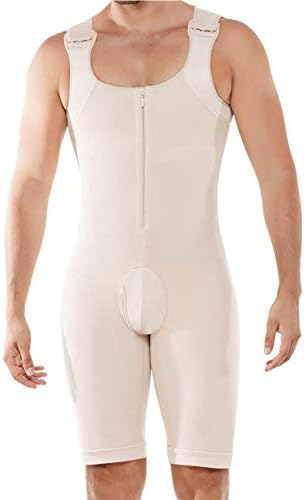 HEXIN Mens Bodysuit Slimming Body Shaper Tummy Control Open Crotch Compression Shapewear