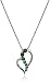 Amazon Collection Sterling Silver Created Emerald and Diamond Accent Heart Journey Pendant Necklace, 18