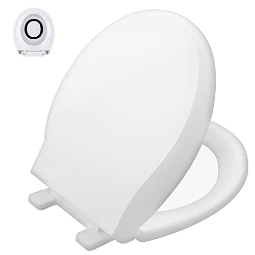 Toilet Seat Round, Slow Soft Close Toilet Seat Will Never Loosen, Easy