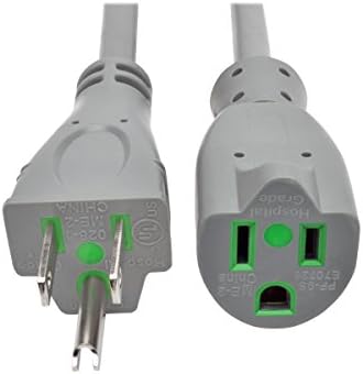Tripp Lite6ft Hospital Medical Power Extension Cord 5-15P HG 5-15R HG 120V 13A Gray 6' (P022-006-GY-HG)