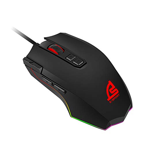SIGNO Gaming Mouse Wired Ergonomic Sweat-Resistant Backward/Forward Function 500-4000 DPI Adjustable/USB 2.0 / RGB 11 Backlit Mode LED / 8 Macro Keys/PC and MAC（GM-970）