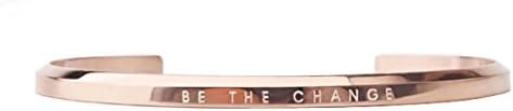 Gieschen Jewelers 18K "BE THE CHANGE" Cuff Bangle - White Gold Plated