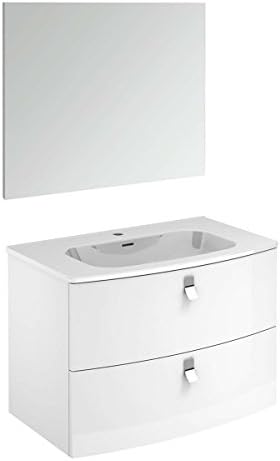 Rondo 80 Pack 1 Gloss White Wall Mounted Bathroom Vanity Unit with Mirror