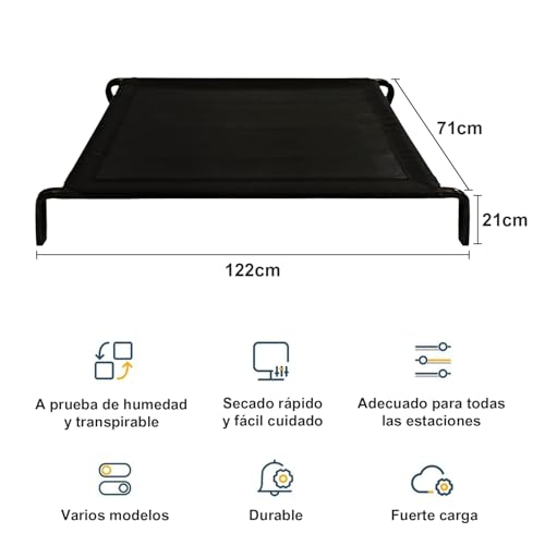 MOONPAI Cama para Perro,Cama Elevada para Perro,122 * 71 * 21cm Cama elevada refrescante para Perro con Marco de Metal,Apto para Uso Interior y Exterior,Dormir a tu Perro Alivia la ansiedad(XL)