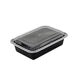 38 oz. Newspring Black Oblong Plastic Container with Clear Dome Lid Combo - 150 per case NC888B Newspring/Pactiv Corp.
