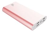 LAX Pro 16800 Portable Charger Battery Backup, 16800mAh External Battery with 4 High Speed Charging 2.1A USB Ports for iPhone, iPad, Samsung Galaxy, Android and Other Smart Devices (Rose Gold)