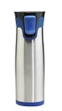 Contigo AUTOSEAL Aria Vacuum Insulated Stainless Steel Travel Mug, 16oz, Stainless Steel with Blue