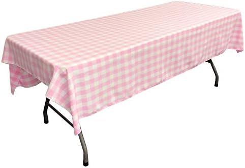 lovemyfabric Gingham/Checkered 100% Polyester Restaurant Style for Picnic, Party, Dinner, Country Style Evants Tablecloth/Overlay (58"X120", Pink)