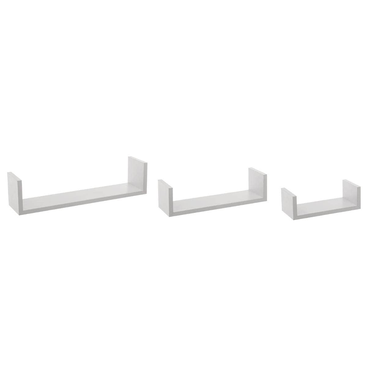 Atmosphera Decorative Shelves Set of 3 Grey, Colour:White