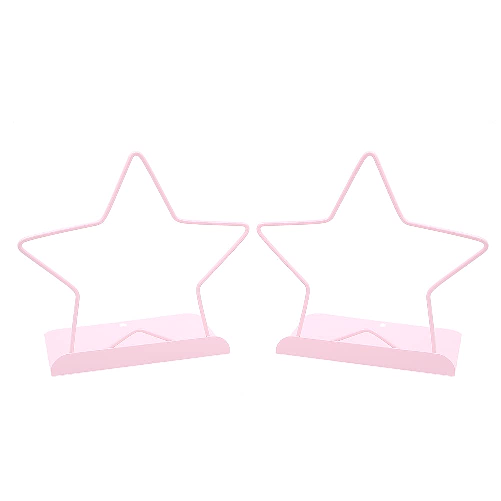 Fashion Pink Star Bookends Non-Skid Metal Book Ends Book Stands for Home Shelves School Office Decoration Kids Study Gift