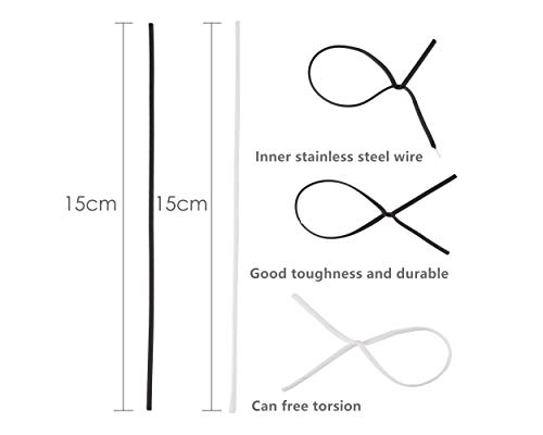 ACE SELECT DS.Distinctive Style 6 Inch Metallic Cable Ties Set of 200 Bread Bag Ties Wire Twist Ties for Cord Management - Black and White