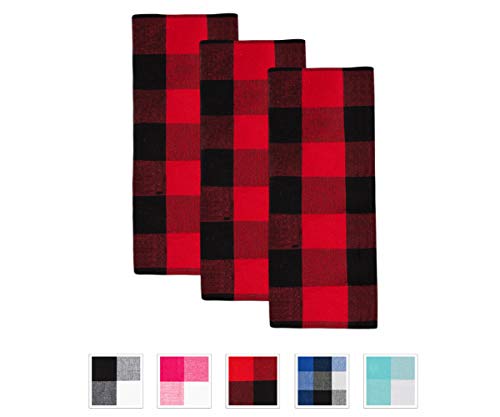 Red and Black Dish Towels - Buffalo Checked Kitchen Towels - Cotton Buffalo Plaid Dish Towel - Buffalo Check Hand Towels - Red Plaid Kitchen Towels Cotton - Checkered Tea Towels (18 X 28, Red&Black) - Thumbnail 6