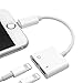 ILELM Adapter & Splitter Replacement Compatible with Iphone 7, 7Plus, 8, 8Plus, X, Dual 8 Pin 2 in 1 Headphone Jack Aux Audio Music and Charge and Calling and Sync Cable Charger Connector, White