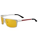 HD Night Driving Glasses Polarized Anti Glare Fog Rain Day Vision Sunglasses (Silver)