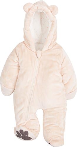 Unisex Coral Fleece Baby Bunting Winter Bodysuit (3-6 Month, Ivory) by 3 Happy Owls