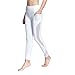Chikool Women Mesh Yoga Pants Leggings Workout Gym Pants Red and White Yoga Leggings with Phone Pocket Ninth Pants
