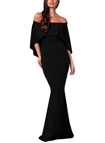 Womens Elegant Off Shoulder Ruffle Sleeve Poncho Gown Mermaid Evening |  Desertcart Belize