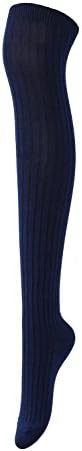 HelloClaire Women's Marled Rib Over-The-Knee Socks Selection (NAVY)