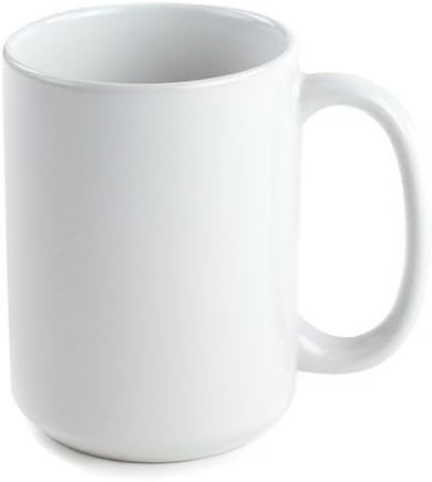 Printable White Sublimation Coffee Mug by Sixdrop, 15oz, Dishwasher and Microwave Safe (QTY 1)