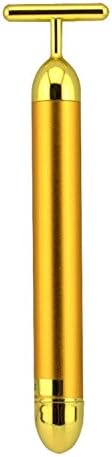 UniForU 24K Golden Beauty Bar Facial Pulse Massager Electric Micro Vibration T-shape Bar Waterproof Face Lift Beauty Massager