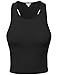 BEKDOWomens Basic Solid Racerback Crop Tank Top-M-Black