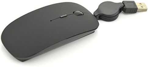 Wired Portable Mouse,WMLIFE True Universal Soundless USB Wired Portable Mouse with Retractable Cable Perfectly Suited for Desktop PC Lamptop Notebook (Black)