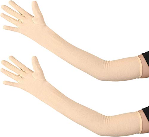 Cozyway Women’s Cotton Full Hand Protective Summer Gloves, Protection from Sun burns/Dust/Pollution/biking (Beige, Pack of 1 Pair)