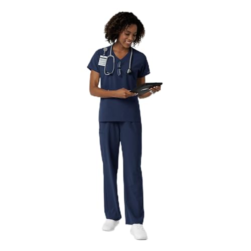 Wink NURTUR Women's V-Neck Scrub Top, Navy, 2XS