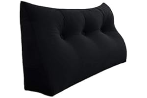 WOWMAX Triangular Headboard Pillow Twin Bed Wedge Pillow for Headboard Large Bolster Pillow for Bed Wedge Pillow Headboard Daybed Pillows with Removable Cover, Velvet (100% Cotton), Black