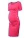 Liu & Qu Women's Maternity Bodycon Ruched Side Dress Casual Short & 3/4 Sleeve Dress for Daily Wearing Or Baby Shower
