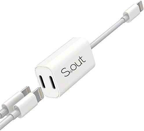 2 in 1 Splitter Adapter for iPhone X, iPhone 8, iPhone 8 Plus, iPhone 7 and iPhone 7 Plus Sout Lightning to 2 Lightning Jack Adapter for Music and Charge