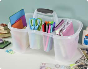 JOEY'Z Plastic Bath/Bathroom Caddy Shower Tote with 5 Compartments