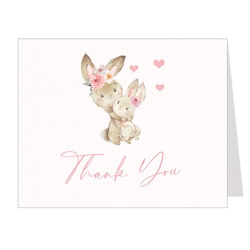 The Invite Lady Bunny Thank You Notes Baby Shower Bunnies Cards With Envelopes (24 Count)
