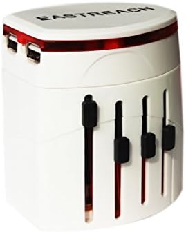 EASTREACH Universal Travel Plug Adapter Dual USB Ports Power Adapter UK/US/AU/EU All In One