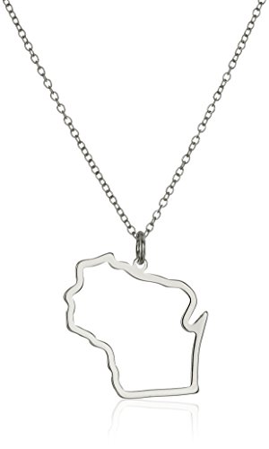 MORGAN & PAIGE925 Sterling Silver Rhodium Plated US Home States Outline Map Pendant Necklaces for Women - Long Distance Friendship Dainty Hypoallergenic Sterling Silver Necklace for Women 18 inch