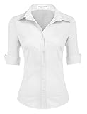 HOTOUCH Womens Basic Long Sleeve Cotton Simple Button Down Shirt