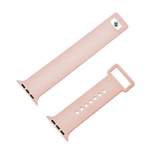 iSank Fashion Waterproof Colorful Indoor & Outdoor Sports Watch Band Soft Silicone Band Rubber Wrist Replacement Watch band Strap for Apple Watch 2015 Released iWatch (38mm Baby Pink)