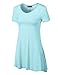Made by Johnny MBJ WT769 Womens V Neck Trapeze Tunic L Aqua