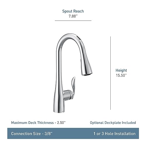 Moen Arbor Matte Black Smart Faucet Touchless Pull Down Sprayer Kitchen