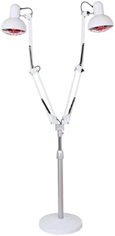 SUNWUKONG 2 Head Infrared Heat Lamp Floor Stand Treatment Light Effective Pain Relief Flexible Arm Stent Anti-scalding Net Cover 100W*2